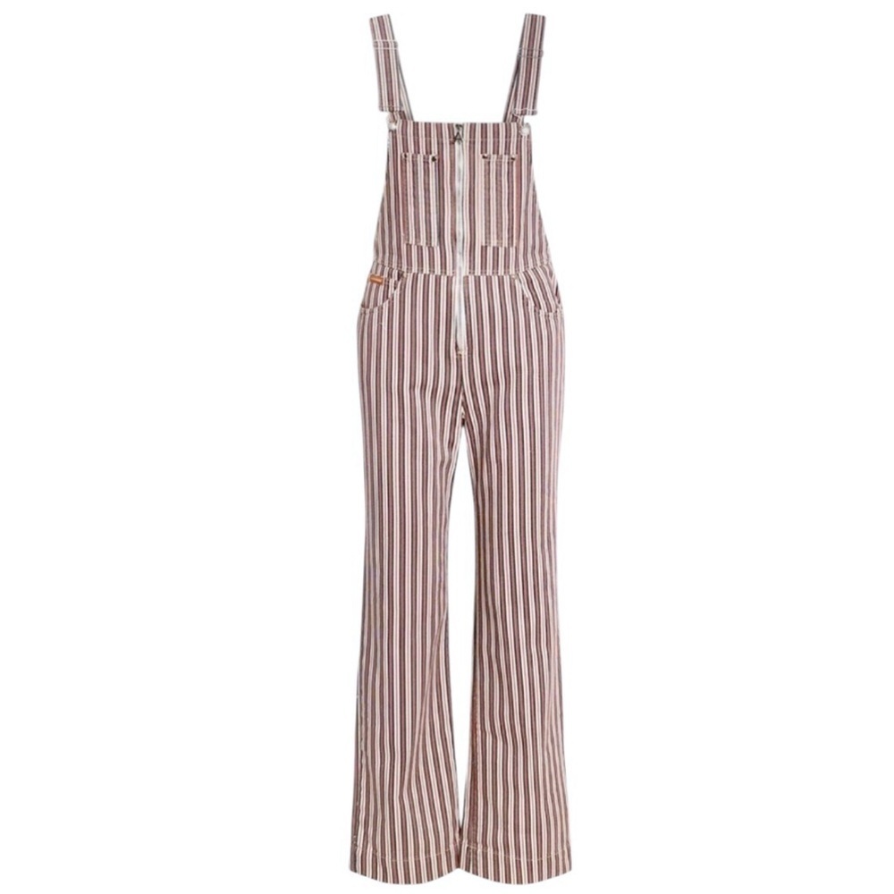 Alexachung Arodene Red White Stripe Dungarees Denim Overalls Nwt Us 6